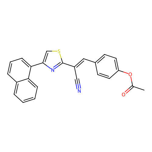 4-{(E)-2-cyano-2-[4-(naphthalen-1-yl)-1,3-thiazol-2-yl]ethenyl}phenyl acetate structure