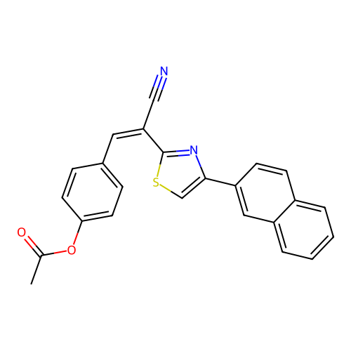 4-{(Z)-2-cyano-2-[4-(naphthalen-2-yl)-1,3-thiazol-2-yl]ethenyl}phenyl acetate structure