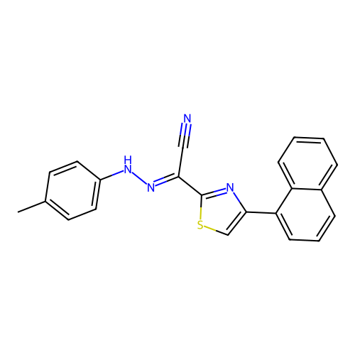 (E)-4-(naphthalen-1-yl)-N'-(p-tolyl)thiazole-2-carbohydrazonoyl cyanide structure
