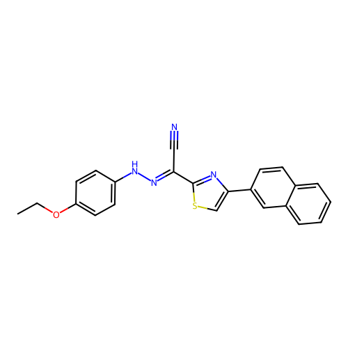 (2E)-N-(4-ethoxyanilino)-4-naphthalen-2-yl-1,3-thiazole-2-carboximidoyl cyanide structure