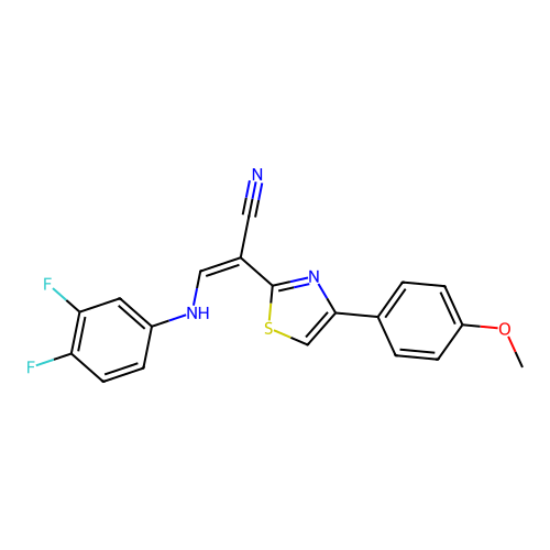 (Z)-3-((3,4-difluorophenyl)amino)-2-(4-(4-methoxyphenyl)thiazol-2-yl)acrylonitrile structure
