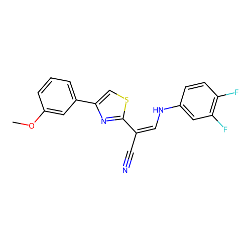 (Z)-3-((3,4-difluorophenyl)amino)-2-(4-(3-methoxyphenyl)thiazol-2-yl)acrylonitrile structure