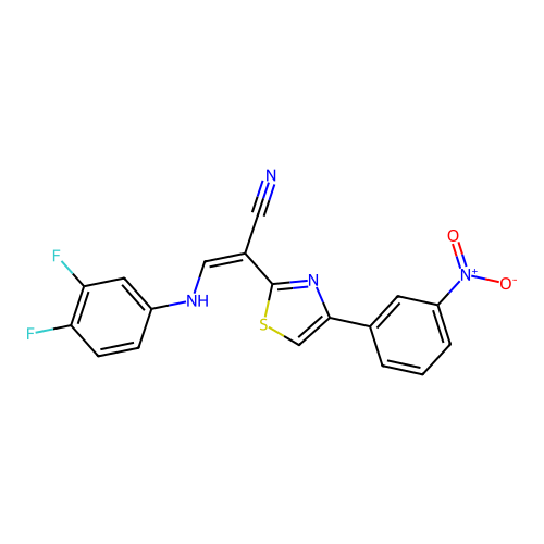 (Z)-3-((3,4-difluorophenyl)amino)-2-(4-(3-nitrophenyl)thiazol-2-yl)acrylonitrile structure