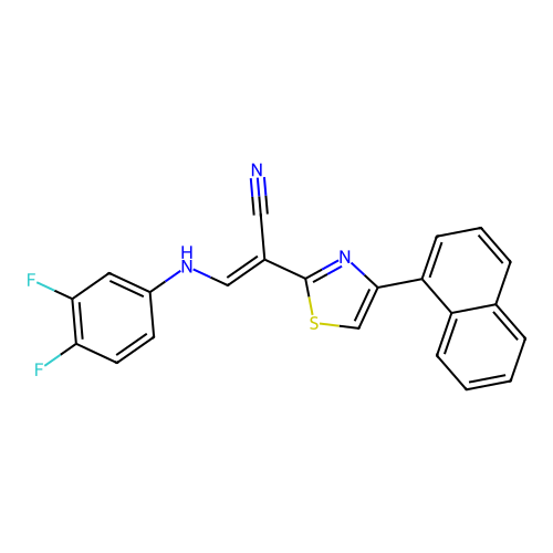(E)-3-((3,4-difluorophenyl)amino)-2-(4-(naphthalen-1-yl)thiazol-2-yl)acrylonitrile structure