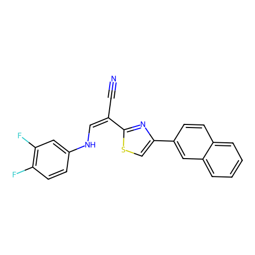 (Z)-3-((3,4-difluorophenyl)amino)-2-(4-(naphthalen-2-yl)thiazol-2-yl)acrylonitrile structure