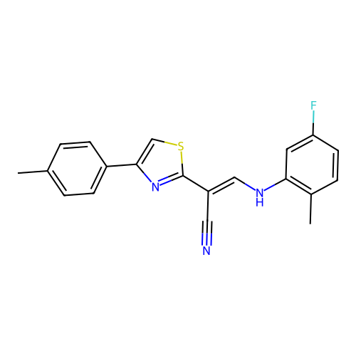 (2E)-3-[(5-fluoro-2-methylphenyl)amino]-2-[4-(4-methylphenyl)-1,3-thiazol-2-yl]prop-2-enenitrile structure