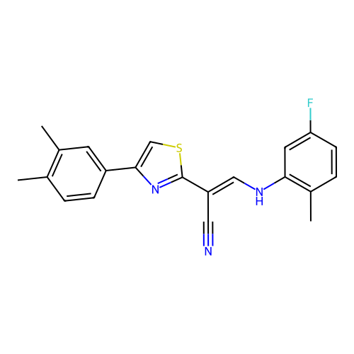 (2E)-2-[4-(3,4-dimethylphenyl)-1,3-thiazol-2-yl]-3-[(5-fluoro-2-methylphenyl)amino]prop-2-enenitrile structure