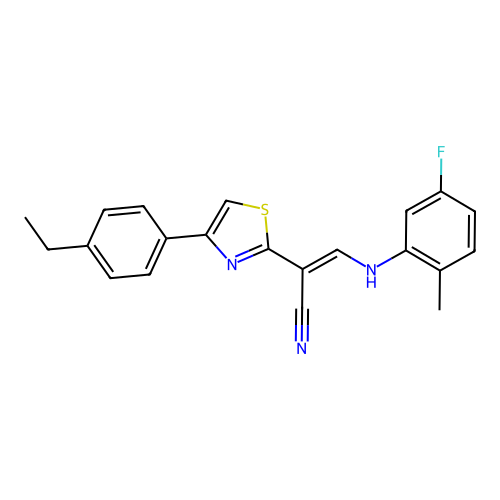 (2E)-2-[4-(4-ethylphenyl)-1,3-thiazol-2-yl]-3-[(5-fluoro-2-methylphenyl)amino]prop-2-enenitrile structure