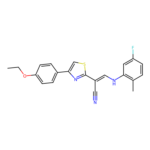 (2E)-2-[4-(4-ethoxyphenyl)-1,3-thiazol-2-yl]-3-[(5-fluoro-2-methylphenyl)amino]prop-2-enenitrile structure