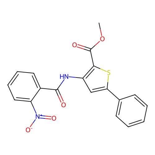 Methyl 3-(2-nitrobenzamido)-5-phenylthiophene-2-carboxylate structure