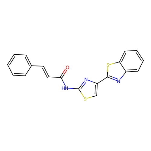 N-(4-(benzo[d]thiazol-2-yl)thiazol-2-yl)cinnamamide structure