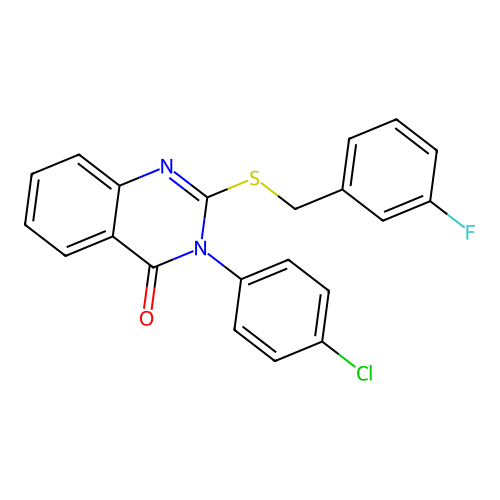 3-(4-chlorophenyl)-2-[(3-fluorobenzyl)sulfanyl]quinazolin-4(3H)-one structure