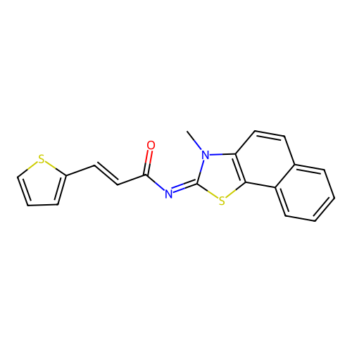 (2E,NZ)-N-(3-methylnaphtho[2,1-d]thiazol-2(3H)-ylidene)-3-(thiophen-2-yl)acrylamide structure