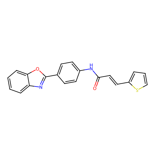 (E)-N-(4-(benzo[d]oxazol-2-yl)phenyl)-3-(thiophen-2-yl)acrylamide structure