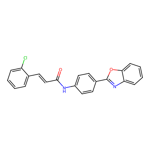 (E)-N-(4-(benzo[d]oxazol-2-yl)phenyl)-3-(2-chlorophenyl)acrylamide structure