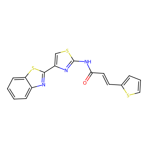 (E)-N-(4-(benzo[d]thiazol-2-yl)thiazol-2-yl)-3-(thiophen-2-yl)acrylamide structure