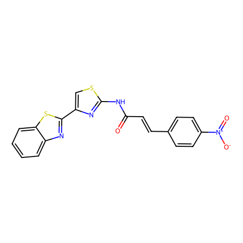 (E)-N-(4-(benzo[d]thiazol-2-yl)thiazol-2-yl)-3-(4-nitrophenyl)acrylamide structure