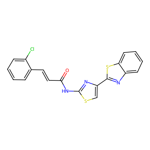 (E)-N-(4-(benzo[d]thiazol-2-yl)thiazol-2-yl)-3-(2-chlorophenyl)acrylamide structure
