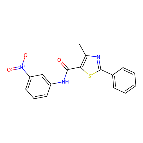 4-methyl-N-(3-nitrophenyl)-2-phenyl-1,3-thiazole-5-carboxamide structure