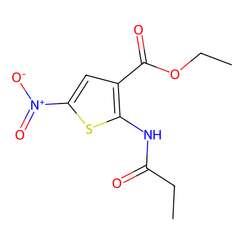 Ethyl 5-nitro-2-(propanoylamino)thiophene-3-carboxylate structure