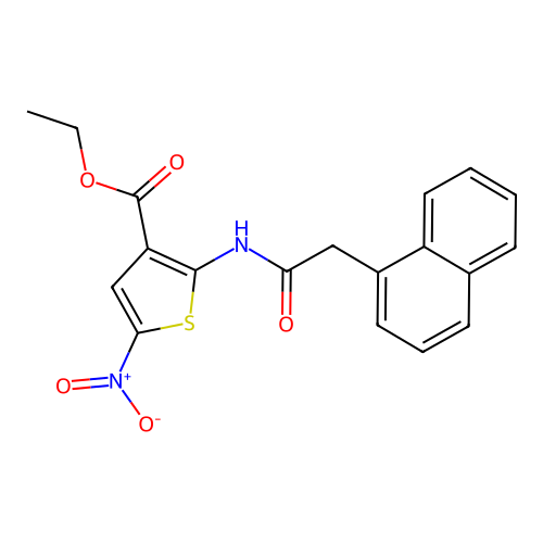 Ethyl 2-(2-(naphthalen-1-yl)acetamido)-5-nitrothiophene-3-carboxylate structure