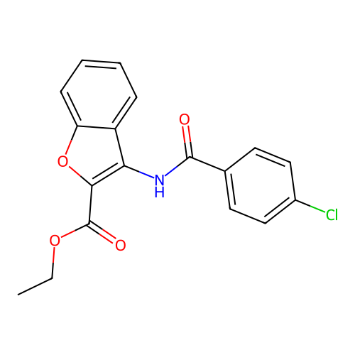 Ethyl 3-(4-chlorobenzamido)benzofuran-2-carboxylate structure
