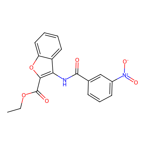 Ethyl 3-(3-nitrobenzamido)benzofuran-2-carboxylate structure