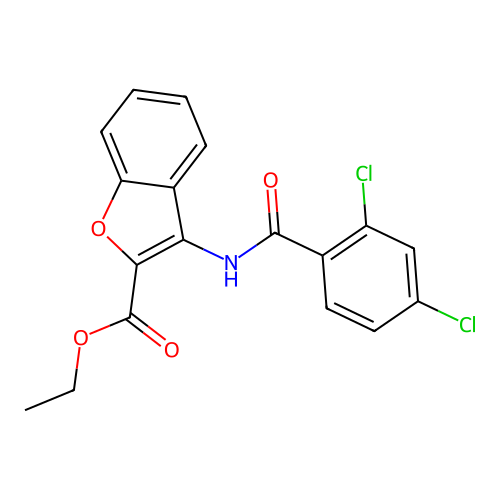 Ethyl 3-(2,4-dichlorobenzamido)benzofuran-2-carboxylate structure