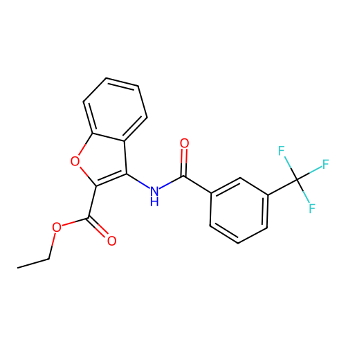 Ethyl 3-(3-(trifluoromethyl)benzamido)benzofuran-2-carboxylate structure