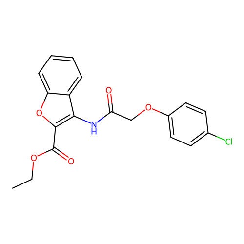 Ethyl 3-(2-(4-chlorophenoxy)acetamido)benzofuran-2-carboxylate structure