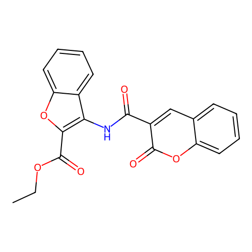 ethyl 3-(2-oxo-2H-chromene-3-carboxamido)benzofuran-2-carboxylate structure