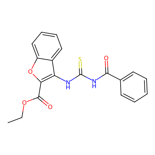 Ethyl 3-(3-benzoylthioureido)benzofuran-2-carboxylate structure