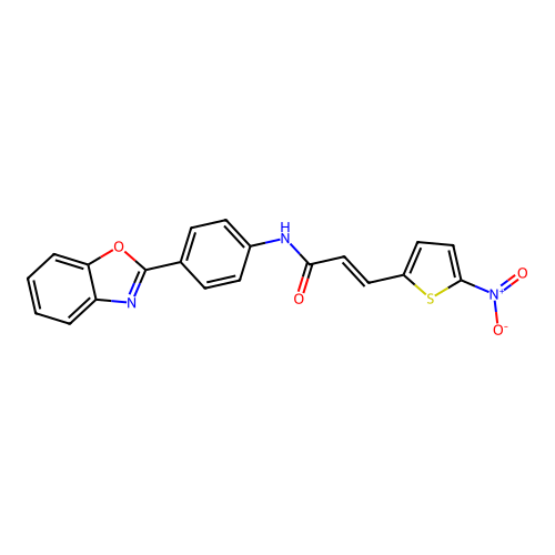 (E)-N-(4-(benzo[d]oxazol-2-yl)phenyl)-3-(5-nitrothiophen-2-yl)acrylamide structure