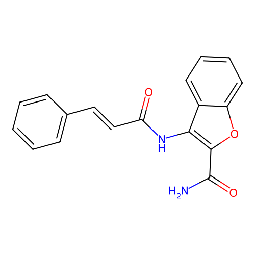 3-Cinnamamidobenzofuran-2-carboxamide structure
