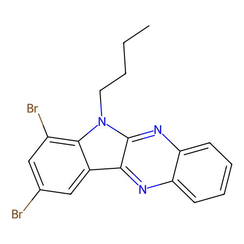 7,9-dibromo-6-butyl-6H-indolo[2,3-b]quinoxaline structure