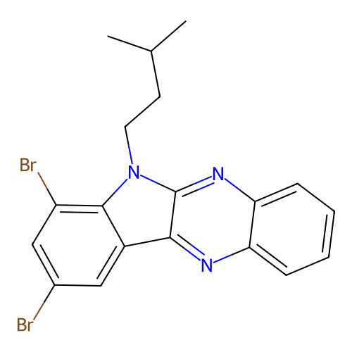 7,9-dibromo-6-(3-methylbutyl)-6H-indolo[2,3-b]quinoxaline structure