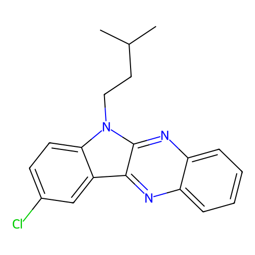 9-chloro-6-(3-methylbutyl)-6H-indolo[2,3-b]quinoxaline structure