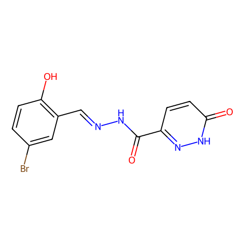 N'-(5-bromo-2-hydroxybenzylidene)-6-oxo-1,6-dihydropyridazine-3-carbohydrazide structure