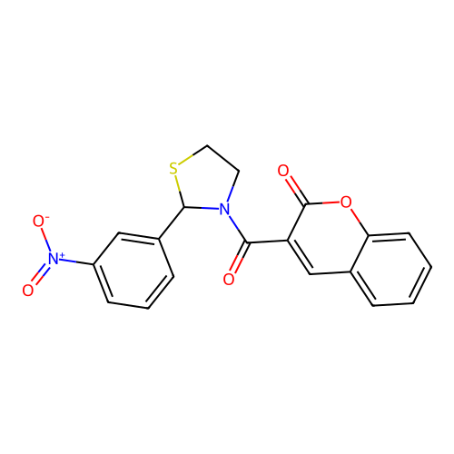 3-[2-(3-Nitrophenyl)-1,3-thiazolidine-3-carbonyl]chromen-2-one structure