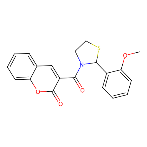 3-[2-(2-Methoxyphenyl)-1,3-thiazolidine-3-carbonyl]chromen-2-one structure