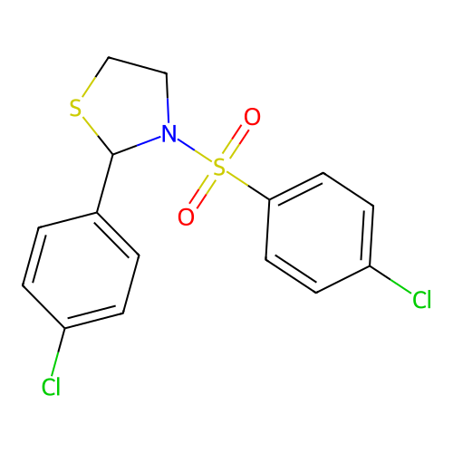 2-(4-Chlorophenyl)-3-[(4-chlorophenyl)sulfonyl]-1,3-thiazolidine structure