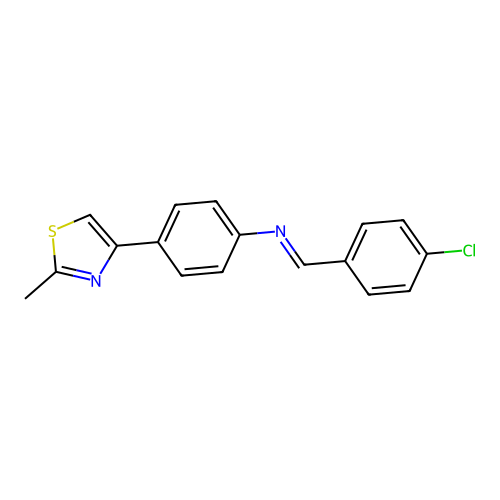 N-[(E)-(4-chlorophenyl)methylidene]-4-(2-methyl-1,3-thiazol-4-yl)aniline structure