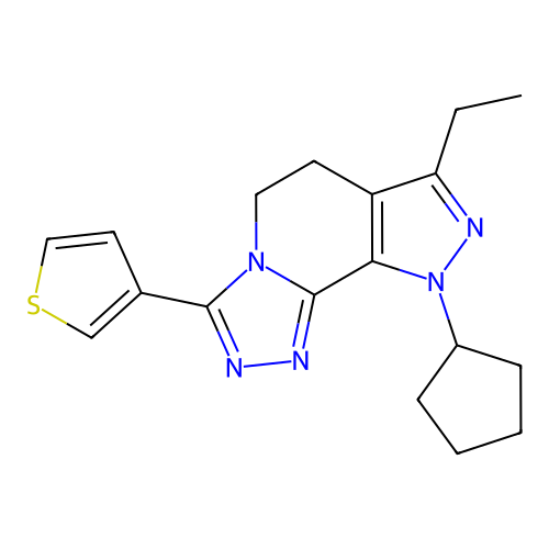 9-Cyclopentyl-7-ethyl-6,9-dihydro-3-(3-thienyl)-5H-pyrazolo[3,4-c]-1,2,4-triazolo[4,3-a]pyridine structure