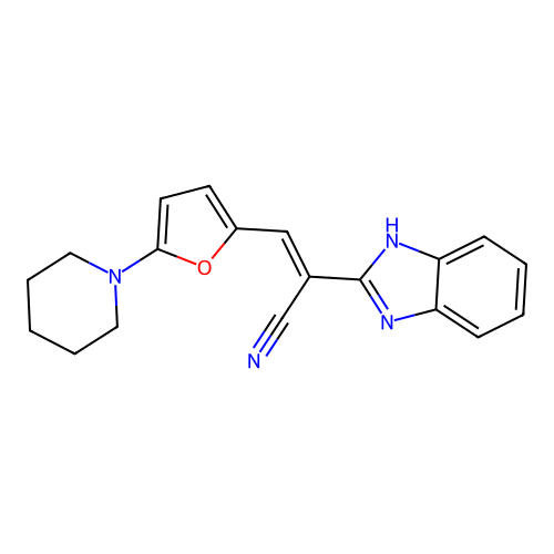 (2E)-2-(1H-benzimidazol-2-yl)-3-[5-(piperidin-1-yl)furan-2-yl]prop-2-enenitrile structure