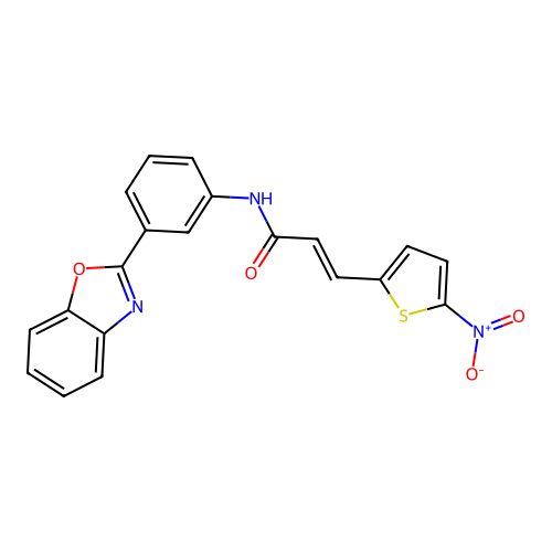(E)-N-(3-(benzo[d]oxazol-2-yl)phenyl)-3-(5-nitrothiophen-2-yl)acrylamide structure