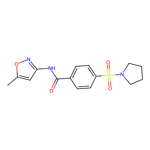 N-(5-methylisoxazol-3-yl)-4-(pyrrolidin-1-ylsulfonyl)benzamide structure
