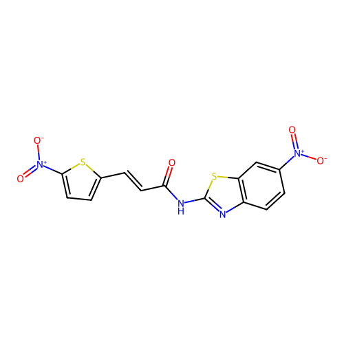 (E)-N-(6-nitrobenzo[d]thiazol-2-yl)-3-(5-nitrothiophen-2-yl)acrylamide structure