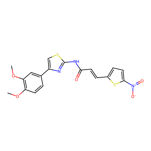 (E)-N-(4-(3,4-dimethoxyphenyl)thiazol-2-yl)-3-(5-nitrothiophen-2-yl)acrylamide structure