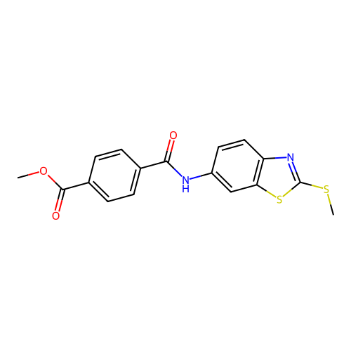 Methyl 4-((2-(methylthio)benzo[d]thiazol-6-yl)carbamoyl)benzoate structure