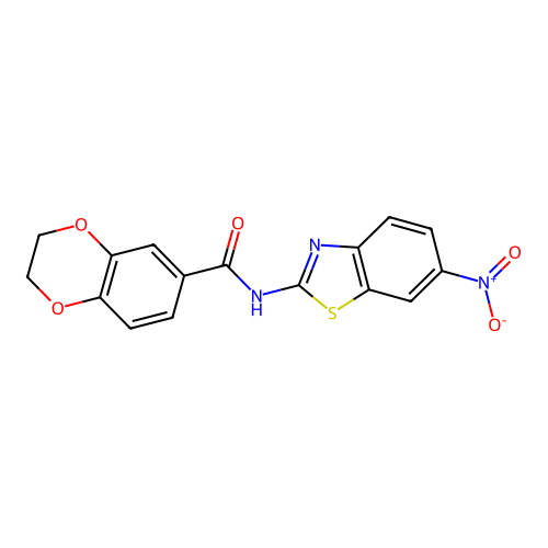 N-(6-nitro-1,3-benzothiazol-2-yl)-2,3-dihydro-1,4-benzodioxine-6-carboxamide structure